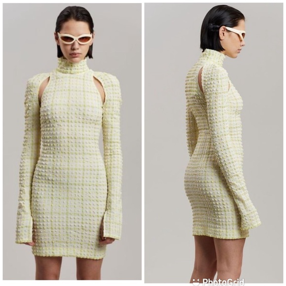 NANUSHKA Kali Mini Dress Gingham Yellow New with Tags!